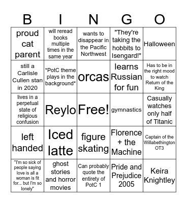 Alix Bingo Card