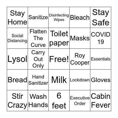 Stay at Home Bingo Card