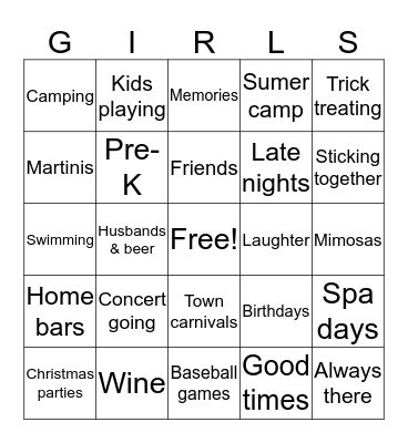 Ladies' Night Bingo Card