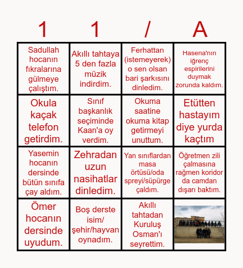 OLTU FEN LİSESİ Bingo Card