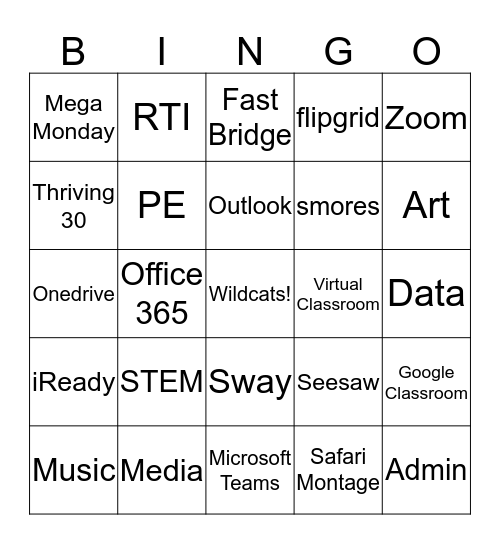 Wildcat Digital Bingo Card