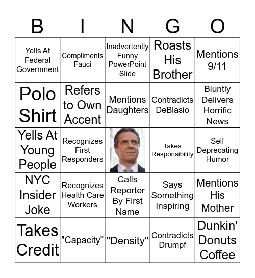 CUOMO PRESS BRIEFING Bingo Card