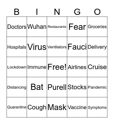 COVID-19 Bingo Card