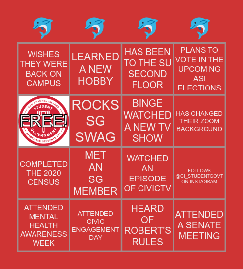 STUDENT GOVERNMENT BINGO Card