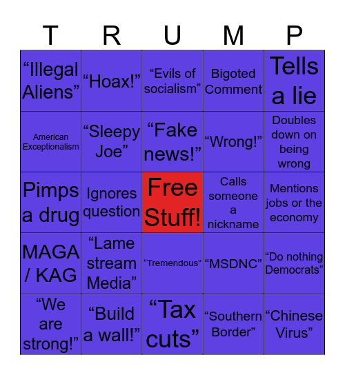 Donald Trump Bingo Card