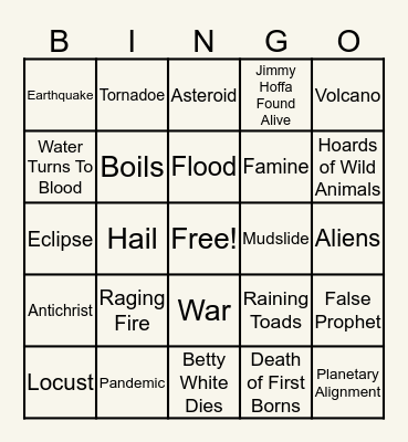 Apycolypse Bingo Card