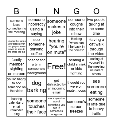 Specialty COVID Bingo Card