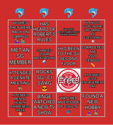 STUDENT GOVERNMENT BINGO Card