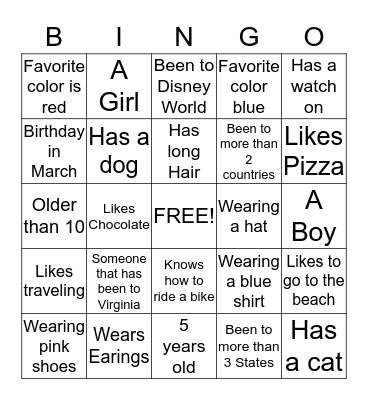 People who have... Bingo Card