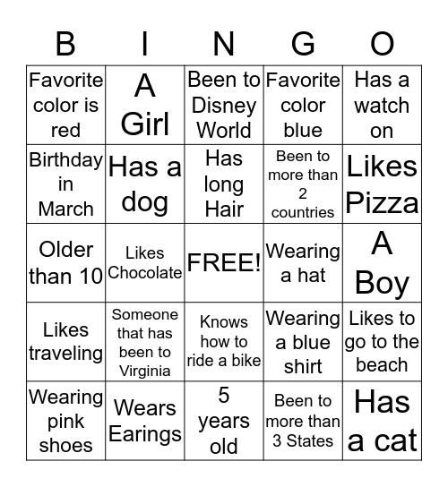 People who have... Bingo Card