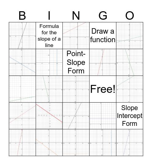 Linear Functions Bingo Card