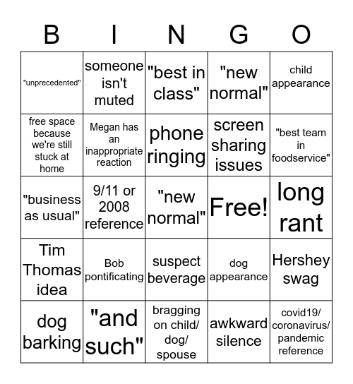 Conference Call Bingo pt 2 Bingo Card