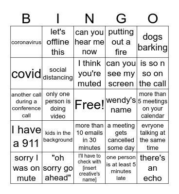 QUARANTINE BINGO Card