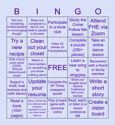Ammon YSA Bingo Card