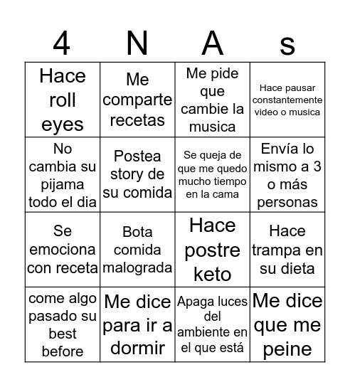 Ana's Bingo Card