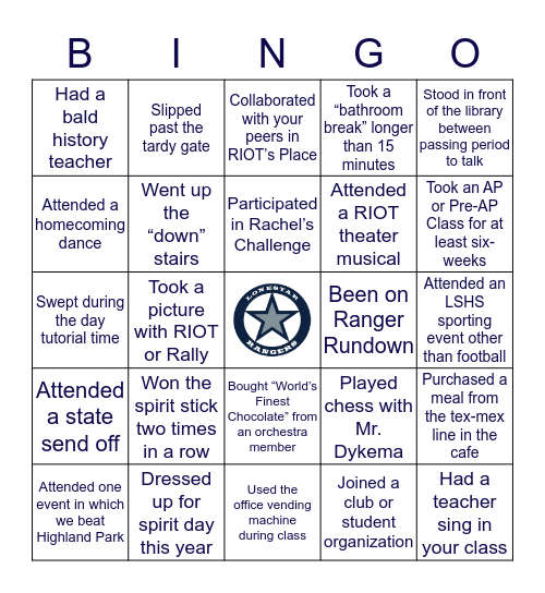 LSHS Bingo Card