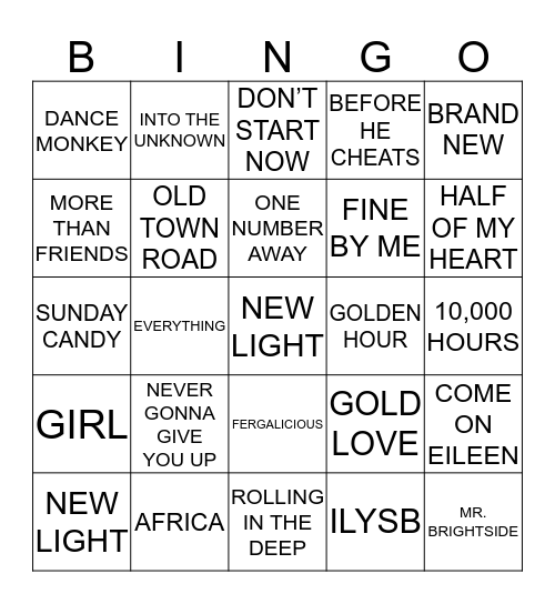 TRANSIT SINGO Bingo Card
