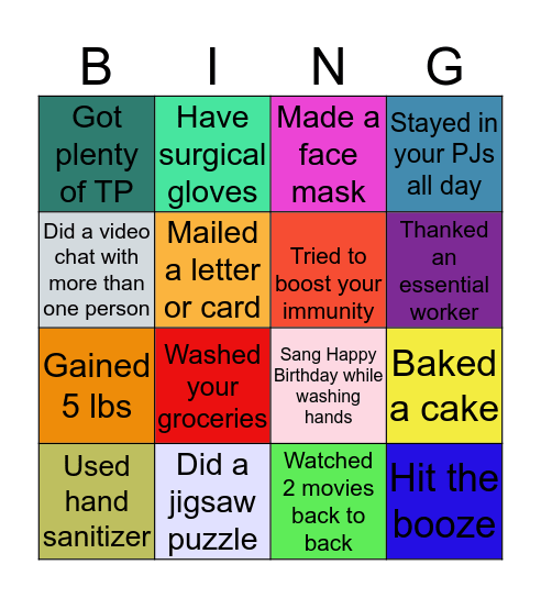Quarantined Bingo Card