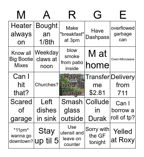MARGE BINGO Card