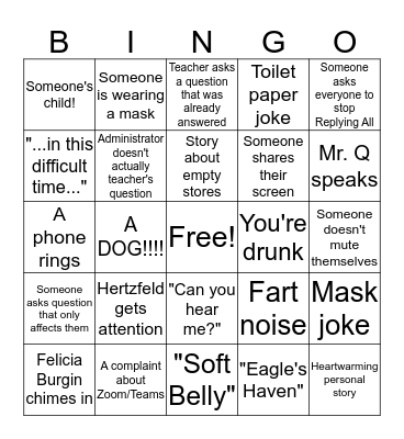 MSD Video Conference Bingo!! Bingo Card