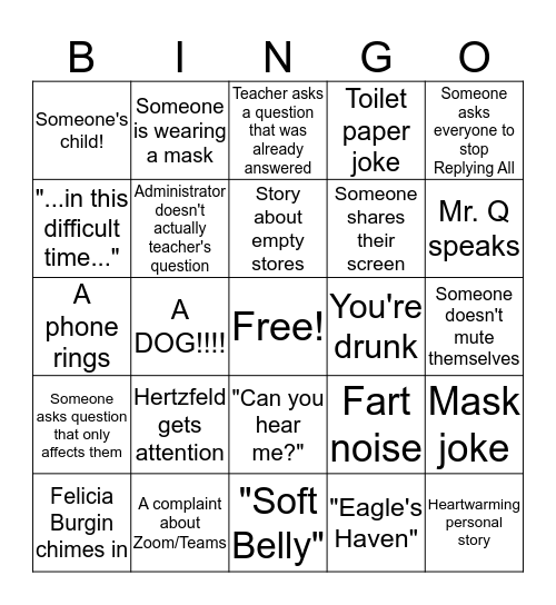 MSD Video Conference Bingo!! Bingo Card