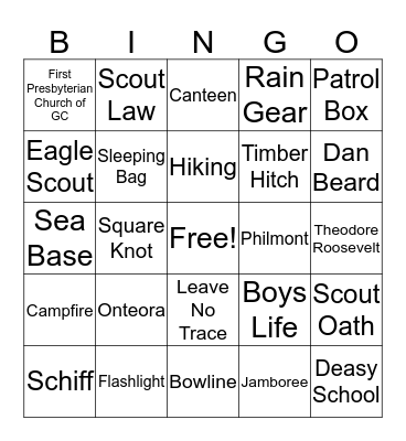 Troop 6 Bingo Card