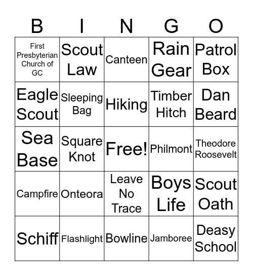 Troop 6 Bingo Card