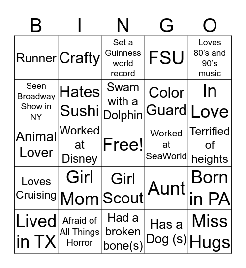 How Alike Are We? Bingo Card