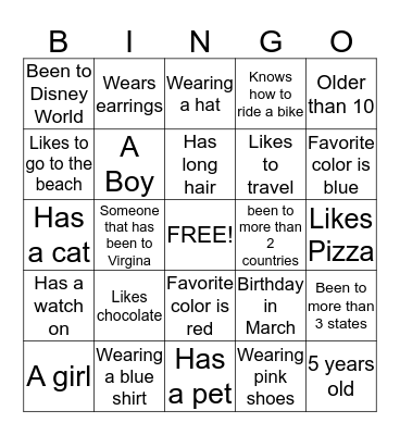 People who have... Bingo Card