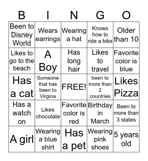 People who have... Bingo Card
