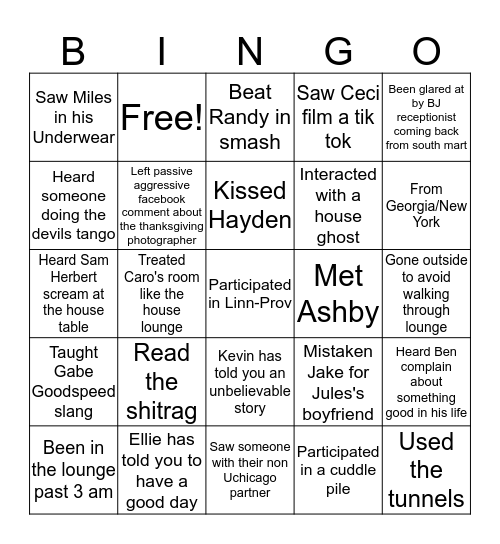 Linn-Mathews Bingo Card