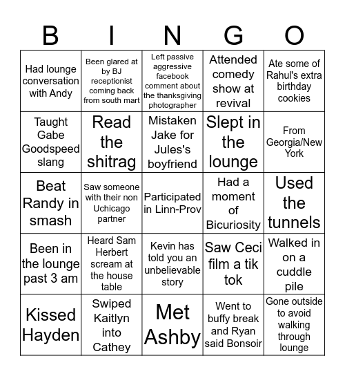 Linn-Mathews Bingo Card