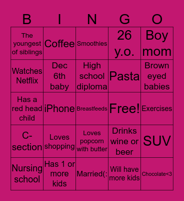 Victoria’s Bingo! Bingo Card