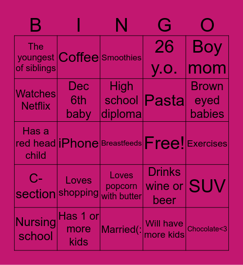 Victoria’s Bingo! Bingo Card