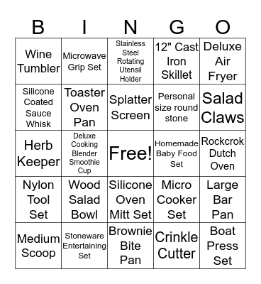 Pampered Chef Bingo Card