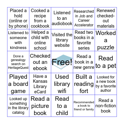 Library Bingo!  How many of these have you done? Bingo Card