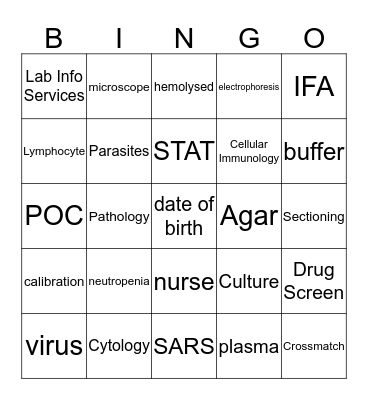 Lab Week BINGO Card