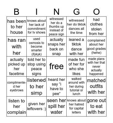 TIFFANY’S BINGO Card