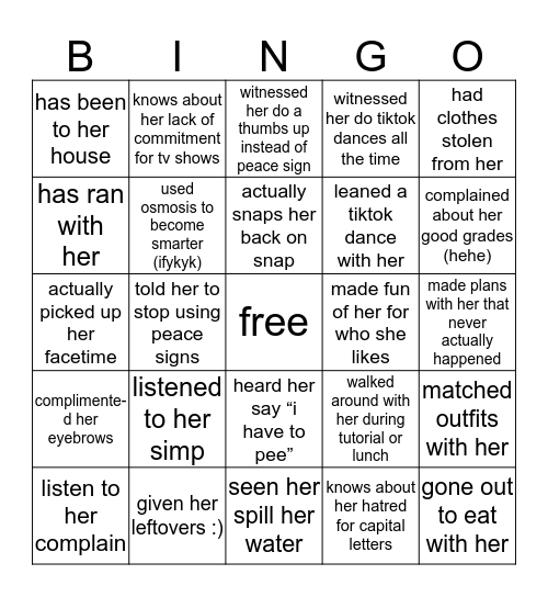 TIFFANY’S BINGO Card