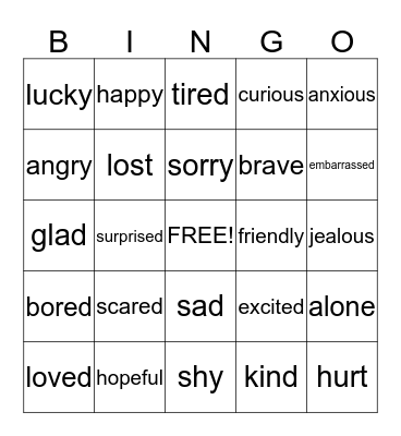 Feelings Bingo Card