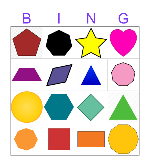 Shapes Bingo Card