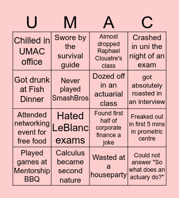 Actuarial Bingo Card