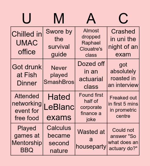 Actuarial Bingo Card