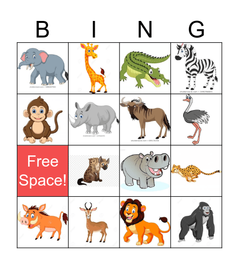 African Animals! Bingo Card