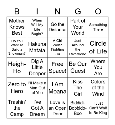 Disney Bingo Card