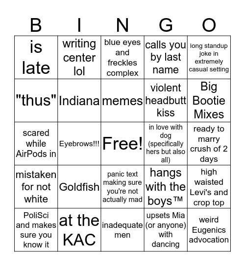 Ally Bingo Card