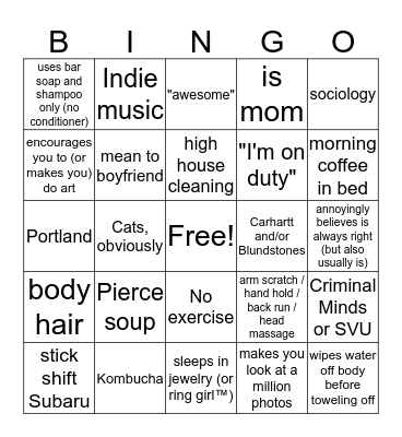 Ellie Bingo Card