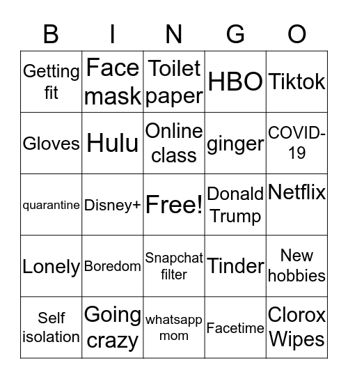 CORONA VIRUS Bingo Card