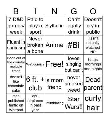 Grim's Bingo Card