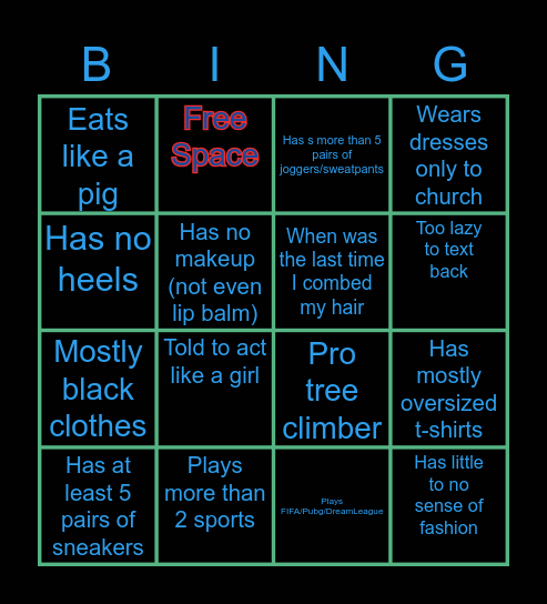 Are you a Tomboy? Bingo Card